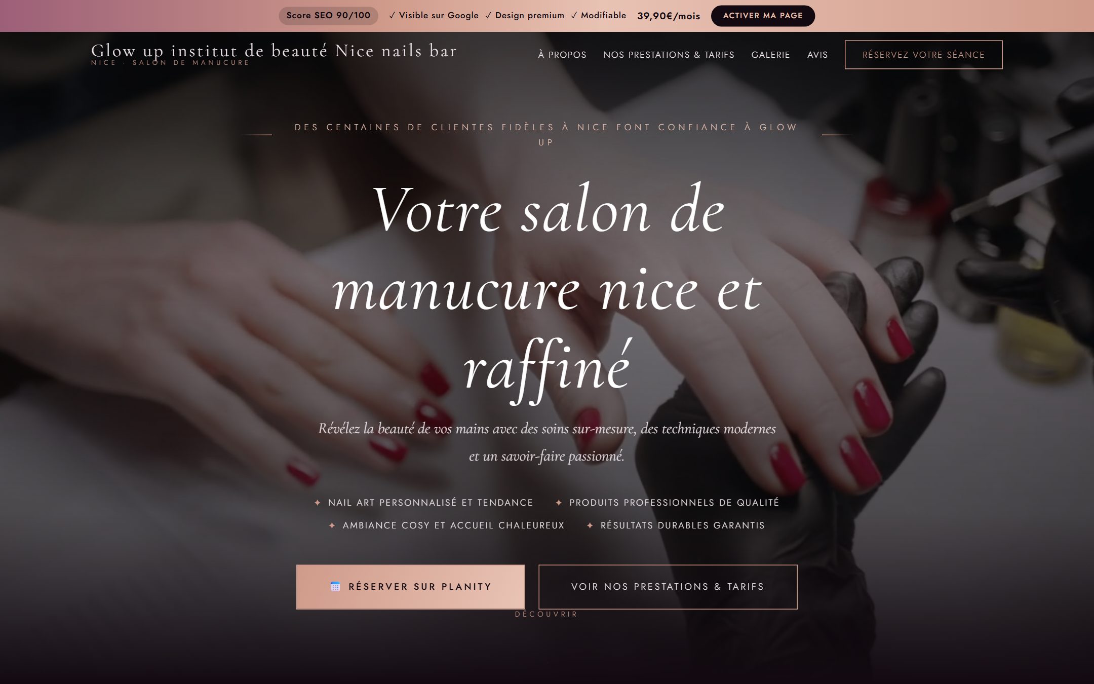Site web de salon de beauté créé par DroppyPage