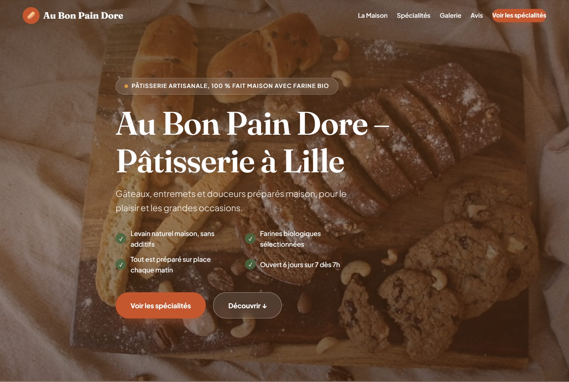Site DroppyPage d'une boulangerie