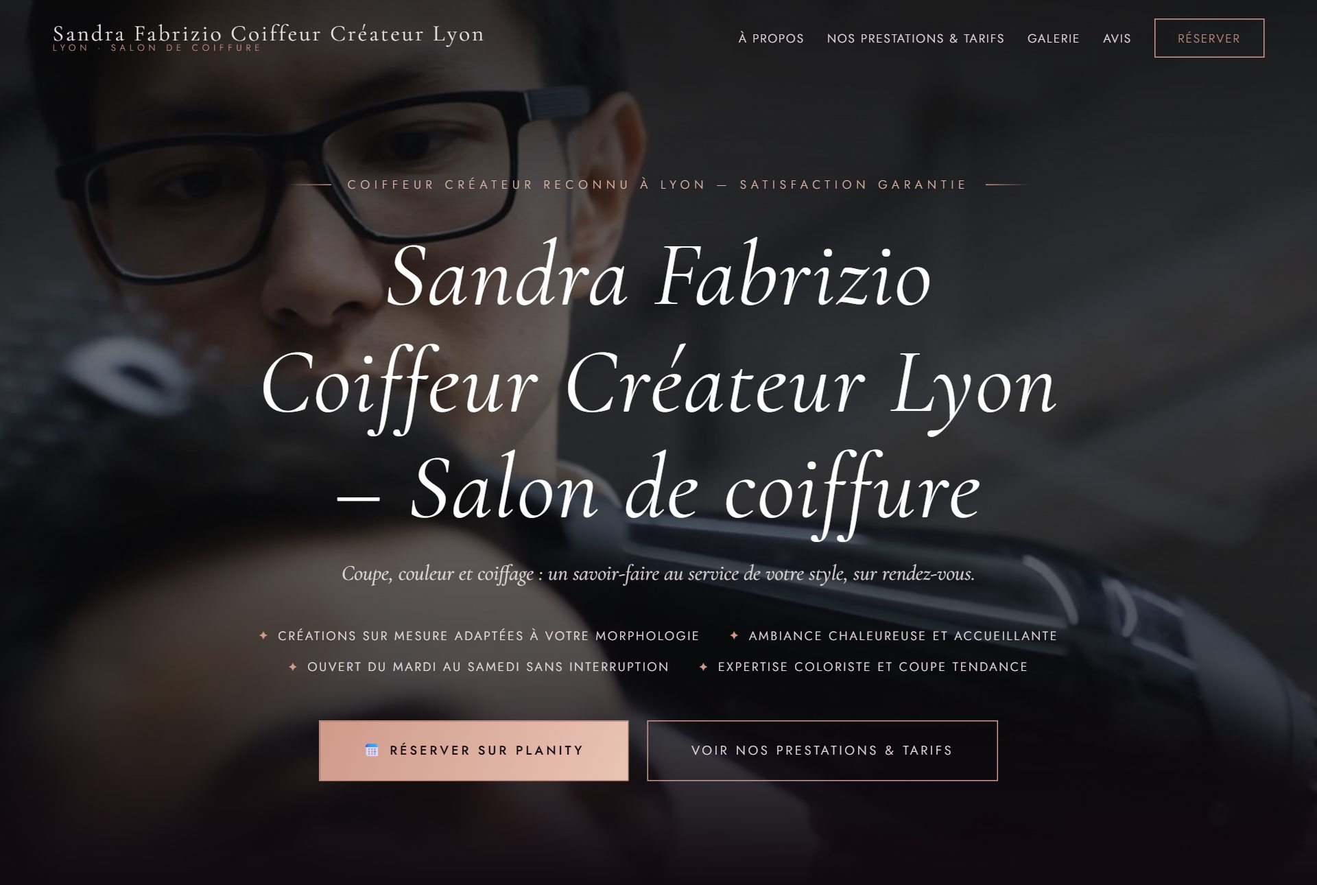Site DroppyPage d'un coiffeur