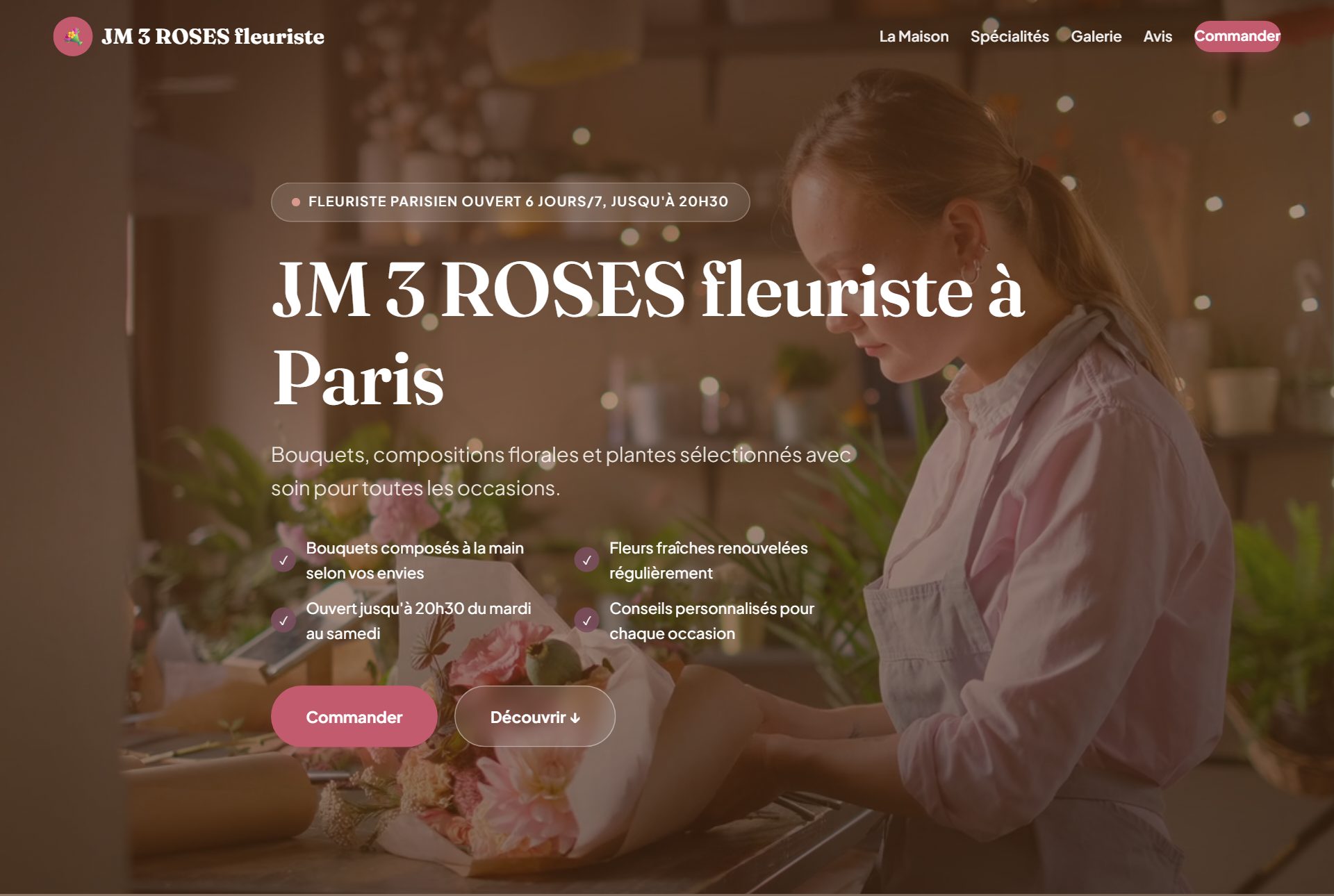 Site DroppyPage d'un fleuriste