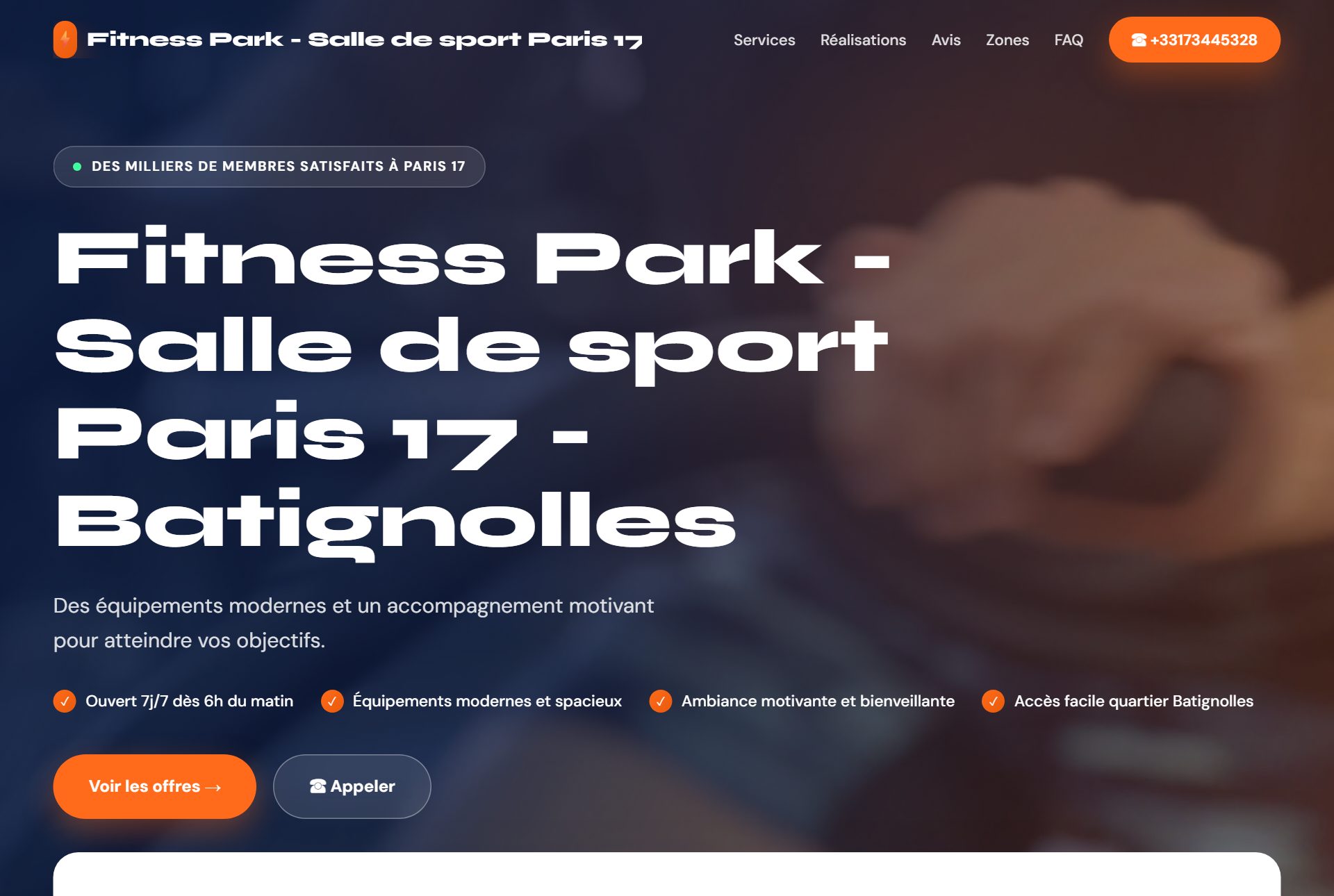 Site DroppyPage d'une salle de sport